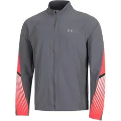 Under Armour Velociti Storm Laufjacke Herren - Grau, Rot, Größe XXL - Trainingsbekleidung mit innovativer Storm-Technologie für wasserabweisenden Schutz und Atmungsaktivität. Ultraleichtes Material sorgt für maximale Bewegungsfreiheit und reflektierende Details erhöhen die Sichtbarkeit.