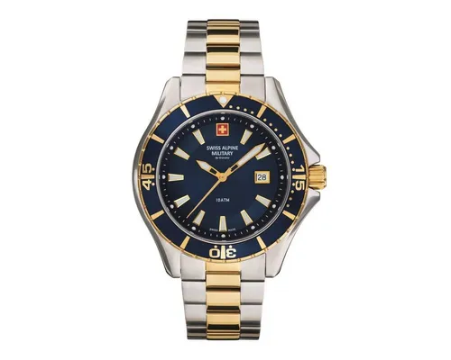 Swiss Alpine Military Nautilus SAM7040.1145 Herrenuhr - Sportliche Armbanduhr für Herren mit hochwertigem Edelstahlarmband, 10 ATM wasserdicht und kratzfestem Mineralglas – ideal für den Alltag und Outdoor-Aktivitäten.