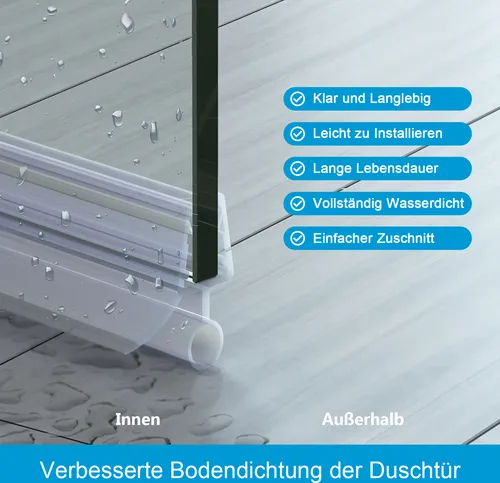 Heilmetz Duschdichtung 60cm Ersatzdichtung Duschtür für Glasstärken 4-6mm Wasserabweiser Duschkabinen-Dichtung Kleine Runde Blase TYP2