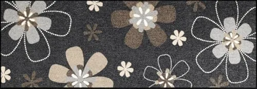 Salonloewe Fußmatte Florentina 60x180 cm - Waschbar, modernes Blumen Design und rutschfest für drinnen und draußen