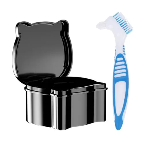 Prothese Box Zahnprothesenbox mit Sieb,Guador Zahnspangendose Prothesen Reinigerbürsten Spangendose Gebissdose Aufbewahrungsbox Prothesen Zahnprothese Box Zahnprothesenbecher
