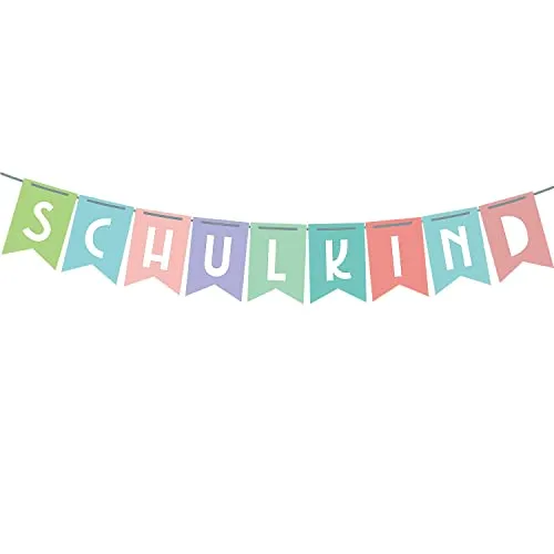Produktbild Oblique Unique® Schulkind Girlande – Wunderschöne Hänge Deko für Schuleinführung und Einschulung. Dekorationsbanner für Jungs und Mädchen zur Feier des ersten Schultages und zum Schulanfang