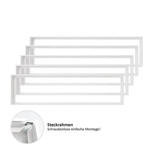5x  LED Panel Aufbaurahmen 120x30 cm Montagerahmen Alu weiß schraublos