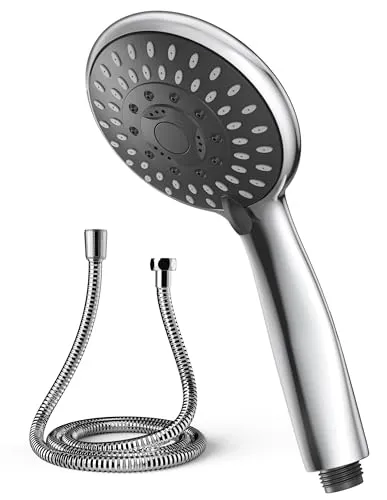 VOXON Duschkopf mit Schlauch, Duschkopf mit 5 Sprühmodi und 1,8m Edelstahlschlauch, Hochdruck Handbrause Dusche, Kratzfestes ABS-Panel, Wassersparender Hochdruck Duschbrause für Hotel und Zuhause