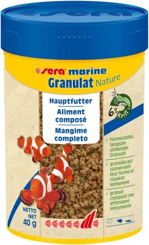 sera marine Granulat Nature 100 ml - Hauptfutter aus Granulat für Meerwasserfische, Meerwasser Futter mit sehr hoher Verwertbarkeit und somit weniger Algen