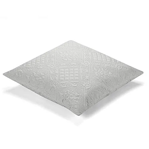 Ibena Nancy Kissenhülle 50x50 cm – Doppelpack Kissenbezüge hellgrau ohne Fülling, Zierkissen mit schönem Steppmuster, 2er Set mit verdeckten Reißverschlüssen