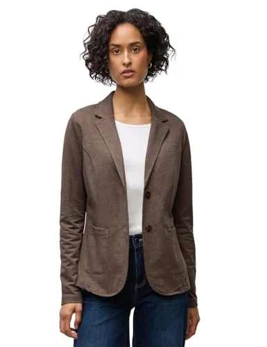 Street One Basic Blazer Dark Hazelnut Brown Mel. 44 - Damenblazer mit Reverskragen und langen Ärmeln, ideal für elegante Anlässe und den Büroalltag. Bequeme Passform und praktische aufgesetzte Taschen.