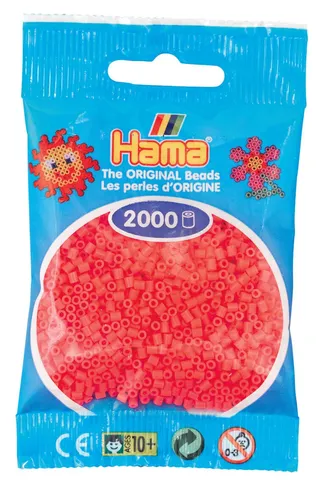 Mini Bügelperlen - Fluor-Cherry Hama 501-33 Ø 2,5 mm Perlen Steckperlen 2000