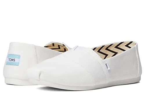 Toms Damen Alpargata aus recycelter Baumwolle - Flache Slipper in Weiß, Größe 42.5 EU - Klassische Segeltuch-Espadrille für stilvolle Bequemlichkeit im Alltag, gefertigt aus umweltfreundlichen Materialien.