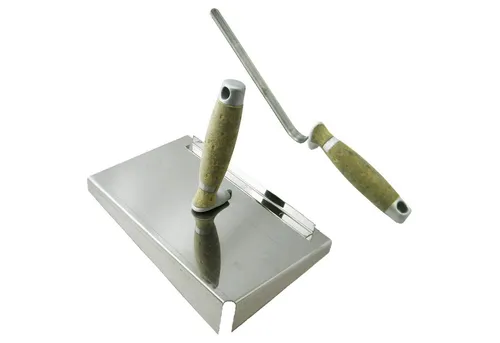 ConToo Fugenspachtel Set mit Fugblech und Fugenkelle - Spachtel-Set mit Edelstahl Fugblech 245x155mm und Fugenkelle 6mm, ideal für saubere Verfugung von Mauerwerks- und Fassadenelementen, ergonomischer Griff für komfortables Arbeiten.