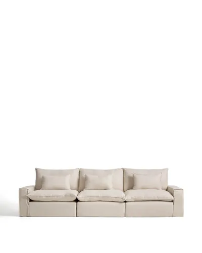 Anarela 5-Sitzer-Modularsofa - Beige, Modernes Design - Elegantes 5-Sitzer-Modularsofa in Beige, ideal für den Innenbereich. Mit hochwertigem Viskose-Leinen-Mix und bequemer Polsterung für entspannte Stunden. Maximale Belastung von 390 kg.