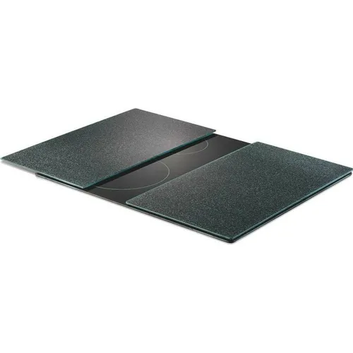 Zeller Present Schneide- und Abdeckplatte Granit Set - Herdabdeckplatten aus hitzebeständigem ESG-Sicherheitsglas, rutschfest mit 6 Elastikfüßen, ideal für hygienisches Kochen und leicht zu reinigen.