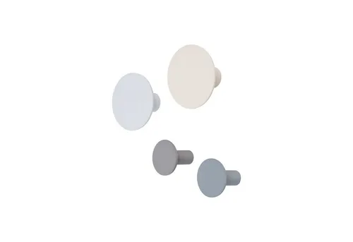 blomus PONTO Wandhaken 4er Set - stilvolle Garderobenhaken - Wandhaken Set in Moonbeam & Warm Gray, 2 x Ø 8,5 cm und 2 x Ø 5 cm, ideal für Flur, Küche oder Bad. Aus PolyStone für Ordnung und Design – inklusive Befestigungsmaterial.