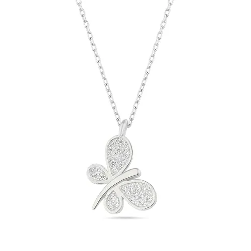 Einzelstück® Halskette Mariposa mit Schmetterling Anhänger - Ketten für Damen, handgefertigter 925 Sterling Silber Schmuck mit funkelnden Zirkonia Steinen - ein einzigartiges Unikat, das Eleganz und Stil verleiht.