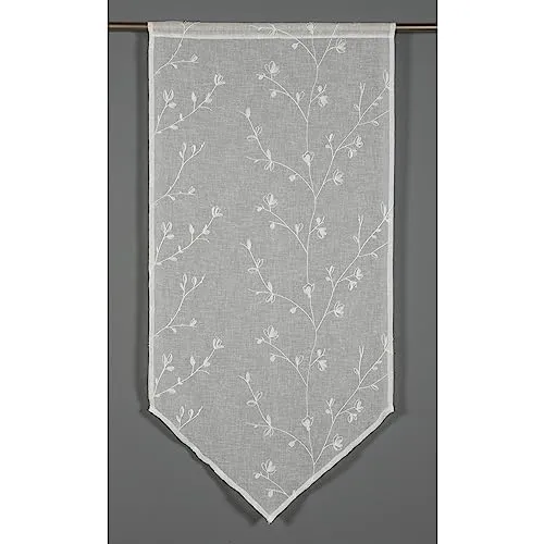 GARDINIA Spitzpanneaux mit Blumen-Stickerei, Fensterdekoration, Halbtransparent, Weiß, 60 x 120 cm