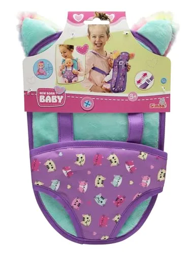 Simba New Born Baby Puppen-Tragesitz, weicher Textiltragesitz für alle 30-43cm Puppen, Träger in der Länge verstellbar, 2 Tragerichtungen, ab 3 Jahren