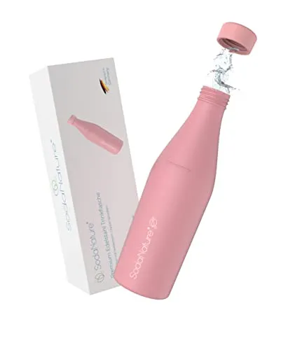 SodaNature® Premium 700ml Edelstahl Flasche für SodaStream Crystal | Zum Sprudeln geeignet, spülmaschinenfest & auslaufsicher | Zubehör für unterwegs inkl. edler Geschenkverpackung (Rosa)