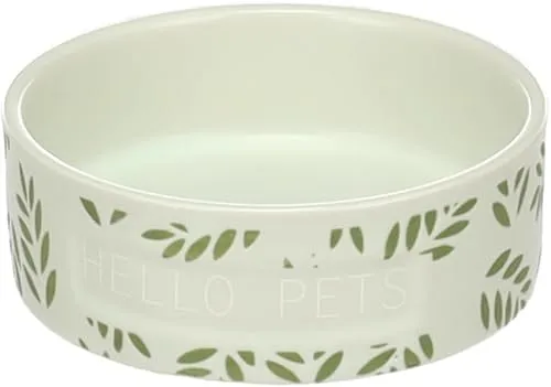 Flamingo Fress- und Trinknapf Hamster Leafs Rund Grün – 100ml, Glasierte Keramik, Stark, Langlebig und Designvoll