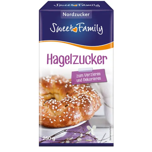 Sweet Family Nordzucker Hagelzucker 250g - Streudekor & Streusel, ideal zum Verzieren von Gebäck und Desserts, sorgt für eine süße und knusprige Note.