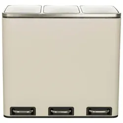 hjh OFFICE Mülleimer 3 x 18L CLEAN IX - Mülltrennsystem mit Softclose - Haushaltszubehör mit 3 Fächern aus pflegeleichtem Stahl und PP-Kunststoff, geräuschloses Schließen dank Softclose und luftdichter Verschluss für frische Luft.