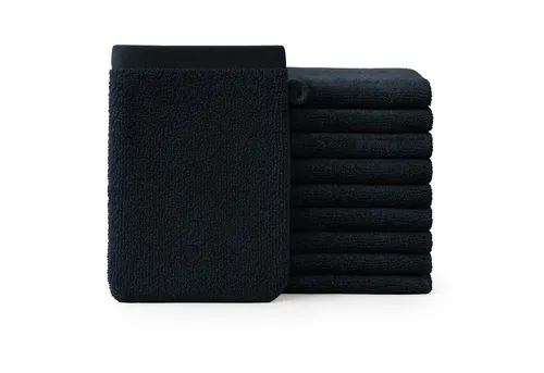 Blumtal Waschhandschuh 10er Set aus Frottee 15x20 cm - weich und saugstark, (Set), mit modischer Bordüre und praktischer Aufhängeschlaufe, 100% Baumwolle