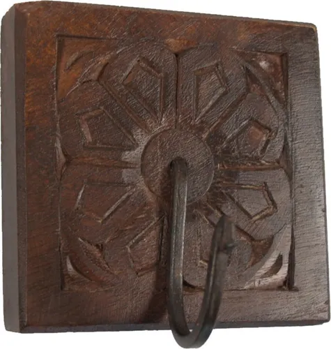 Indischer Vintage Wandhaken Ornament - braun - 12*12*2,5 cm