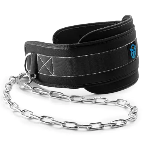 Eric Flag Dip Gürtel für Calisthenics mit Stahlkette oder Nylonseil und 2x Karabiner, Gewichtsgürtel, Sport Geräte für Klimmzug & Dips - Dip Belt für Bodybuilding, Krafttraining, Crossfit