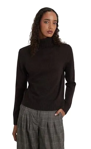 Style & Republic Damen Rollkragenpullover aus 100% Kaschmir, Regular-Passform, stilvoller Premium-Cashmere-Strickpullover für Herbst und Winter, Coffee S