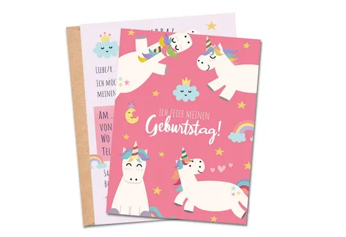 MeinBaby123® Einladungskarten Kindergeburtstag inkl. 10 Umschläge, Kindergeburtstag Jungs und Mädchen, Geburtstagseinladungen Kinder