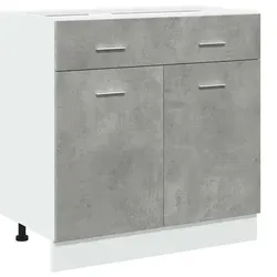 vidaXL Schubunterschrank Betongrau 80x46x81,5 cm - Küchenunterschrank mit großzügigem Stauraum, ideal für Töpfe und Geschirr. Hergestellt aus hochwertigem Holzwerkstoff, langlebig und leicht zu reinigen.