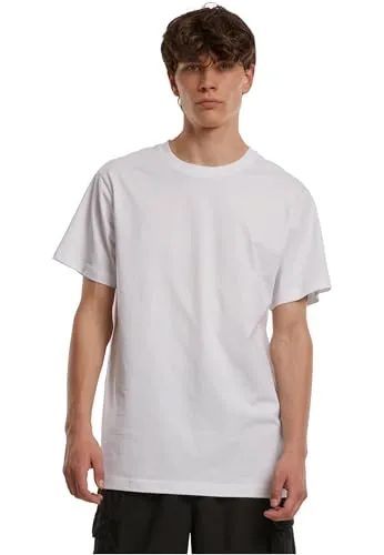 Build Your Brand Herren T-Shirt Round Neck, Männer Basic T-Shirt mit Rundhalsausschnit, Regular Fit, Baumwolle, White, 3XL