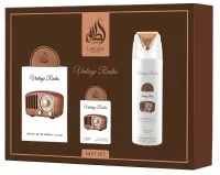 Lattafa Pride Vintage Radio Geschenkset 1 St. - Eau de Parfum Set für Damen und Herren, enthält 100 ml Eau de Parfum und praktische Mini-Version für unterwegs – ein ideales Geschenk für Parfümliebhaber.