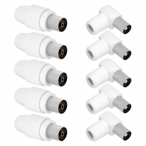 TV IEC Koaxial 5x Buchse 5x Winkelstecker Koaxialkabel Adapter Antennenstecker