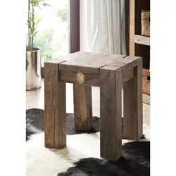 Hocker Sheesham 40x40x45 in grau von Massivholzmöbel24