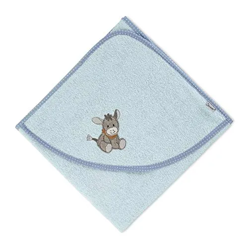 Sterntaler Kapuzenbadetuch Esel Emmi, Alter: ab 0 Monate, 80 x 80 cm, Hellblau