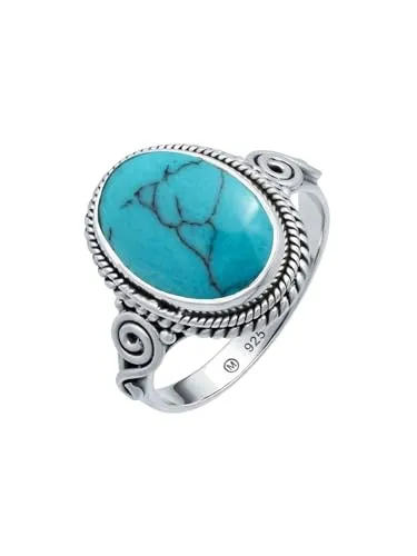 mantraroma 925 Sterling Silber Ring mit Türkis – Handgefertigter Damenring