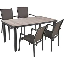 Tischgruppe RANA Set 05, 5-tlg. - Gartenmöbel-Set aus hochwertiger Keramik und robustem Aluminium, wetterbeständig und ideal für gesellige Stunden im Freien. Elegantes Design für jeden Essbereich oder Terrasse.