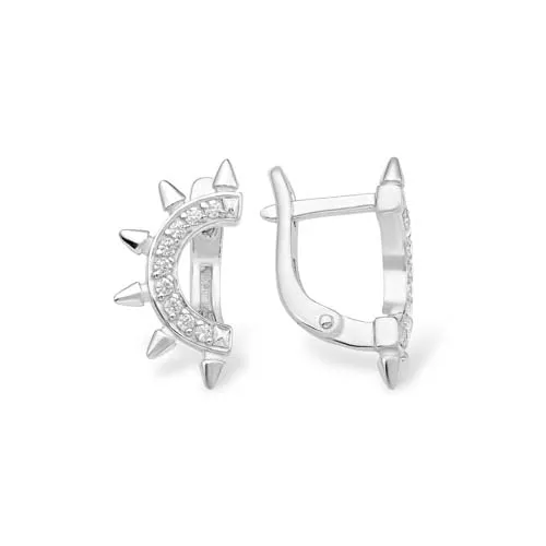 Ohrringe Creole Sterling Silber Zirkonia Steine Ohrschmuck Echtschmuck Markenschmuck