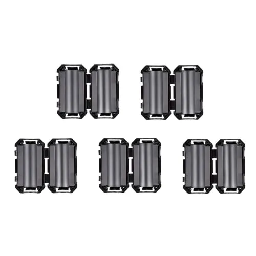HUAREW 9 mm Ferritkerne,Ferrit-Ringkern,Ferritfilter,Ferrit Entstörfilter,Ferrit Ringkern Cable-Clip,Klappferrit Aufsteckbarer für Kabel RFI,EMI, Ferritring Ferritkerne,Schwarz(5 Stück)