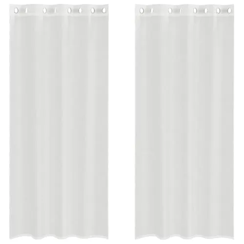 vidaXL Voile Vorhänge mit Ösen 2 STK. Weiß, Gardine, transparenter Vorhang, Fenster-Voile, Fensterdekoration, transparenter Voile-Vorhang