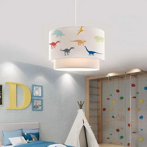 lux.pro Kinderzimmer Lampe Lurgan - Bunte Deckenleuchte mit Dinos-Motiv, höhenverstellbar für optimale Lichtverhältnisse und aus robusten Materialien für eine sanfte Ausstrahlung.