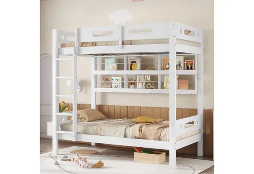 Odikalo Etagenbett 90x200cm mit Fallschutz und Regal