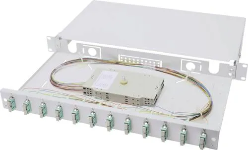 Digitus DN-96321/3 LWL-Patchpanel 12 Port SC 1 HE - Patchpanel für Glasfaser, kompakte Bauform mit robustem Vollmetallgehäuse, spleißfertig und ideal für einfache Installation und optimalen Schutz der Glasfasern.