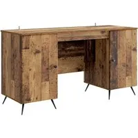 vidaXL Schreibtisch mit Regal Altholz 142,5 x 50 x 75 cm - Vielseitiger Schreibtisch mit integriertem Regal, ideal für jeden Raum. Robuste Materialien sorgen für Langlebigkeit und das elegante Design passt perfekt in moderne Wohnumgebungen.