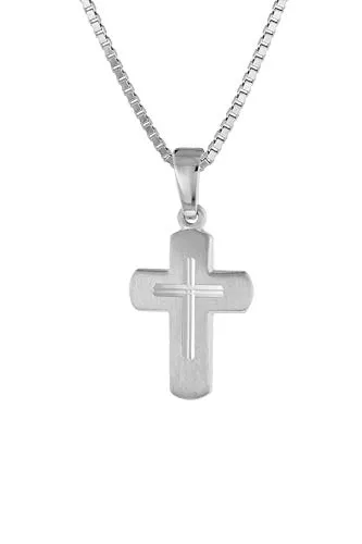 trendor Kinder-Anhänger Kreuz mit Kette 925 Silber - Schmuckset für Kinder: Kreuz-Anhänger und Halskette aus 925 Silber. Hochwertige Verarbeitung, ideal als Geschenk zur Taufe oder Kommunion. Schlichtes Design für jeden Anlass, in eleganter Geschenk-Box.
