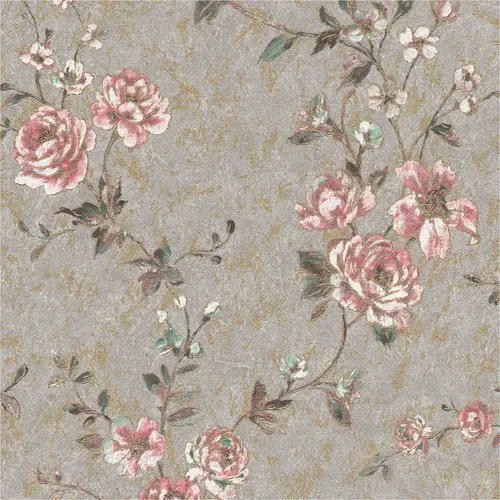Rasch Vliestapete 509052 Blumen Floral 53 x 1005 cm - Tapeten – Hochwertige Vliestapete in Grau mit eleganten Blumenmustern, ideal für stilvolle Raumgestaltungen und harmonische Akzentwände.