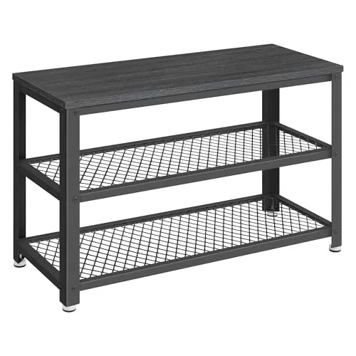Schuhbank mit 2 Gitterablagen 80 x 30 x 44,5 cm von VASAGLE