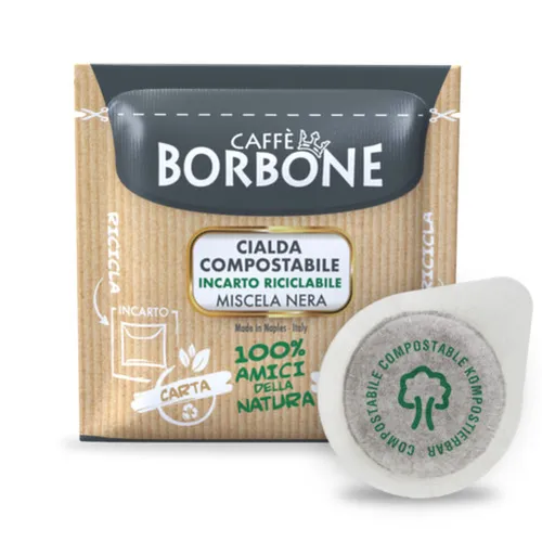 Caff Borbone Miscela Nera 50 E.S.E. Pads - Kräftiger neapolitanischer Kaffee, 50 kompostierbare Kaffeepads für schnellen Genuss auf Knopfdruck