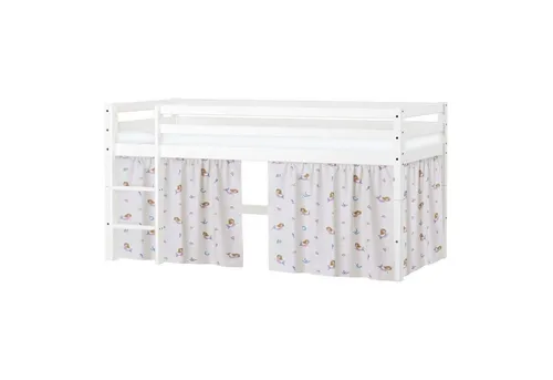 Hoppekids Spielbett ECO Dream, Hochbett, umbaubar in Einzelbett, Massivholzbett mit Meerjungfrau-Vorhang, Matratze & 2 Größen wählbar