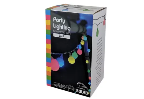 Kamelio Lichterkette Party Deko LED - Bunte 20m Lichterkette für Innen und Außen, ideal für festliche Anlässe und stimmungsvolle Beleuchtung mit 80 LED Kugeln.